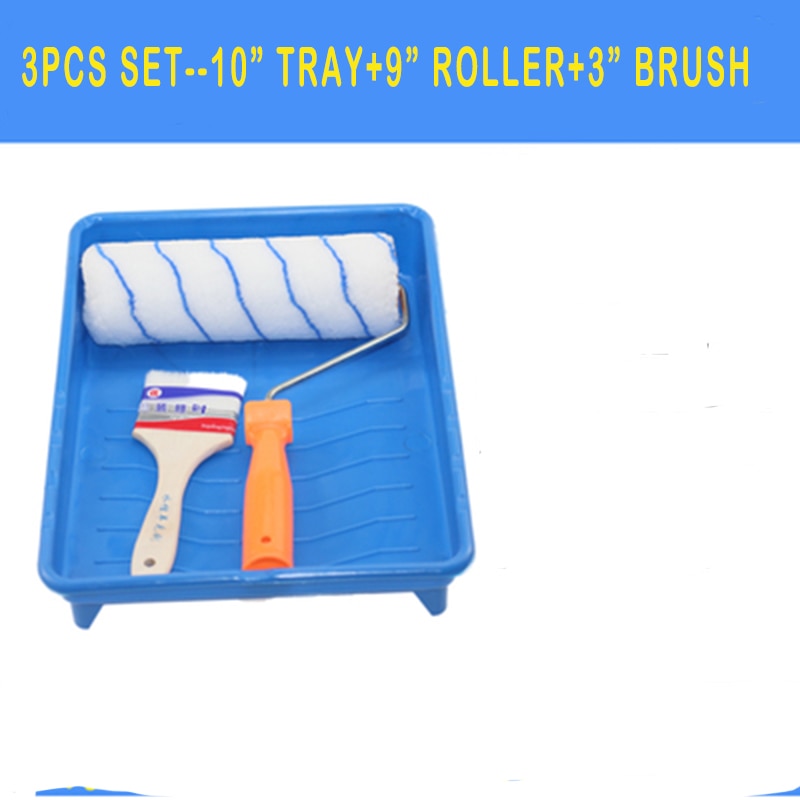 3PCS Paint Rollers Tray 10 Inch Painting Brushes